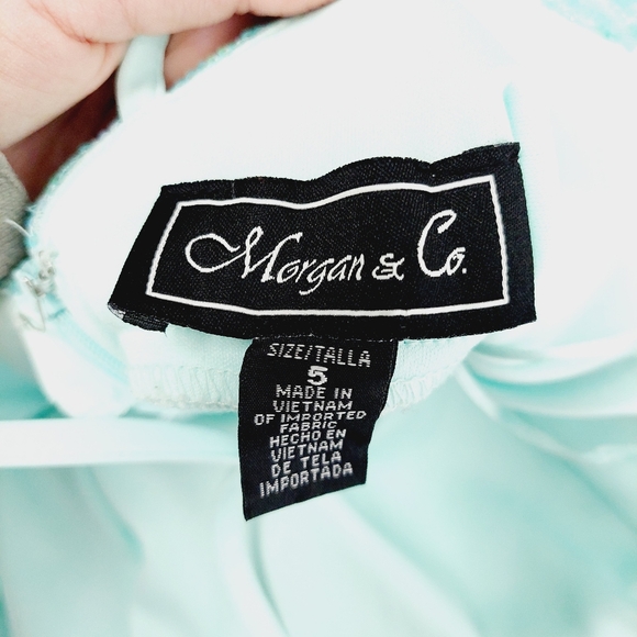New MORGAN & CO. Aqua Marine Spaghetti Straps Evening/Cocktail Maxi Dress P6106 - Picture 9 of 12